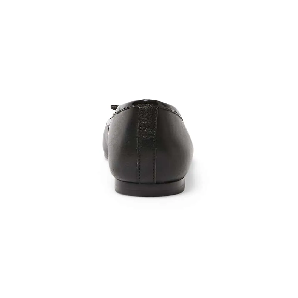 Trella Flat in Black On Black Leather